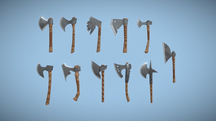 Asset of Lowpoly Axes 3D Model