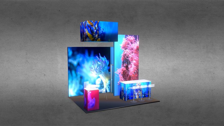 Stand con Cajas de Luz 3D Model