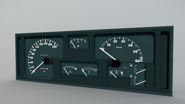 Detailed Off-Road Vehicle Instrument Cluster 3D Model