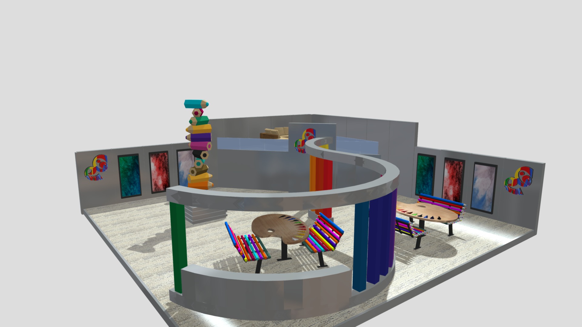3D model Exhibition Stand - This is a 3D model of the Exhibition Stand. The 3D model is about a model of a building.