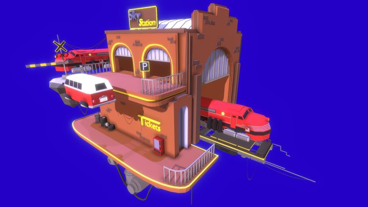 Train Station 3D Model