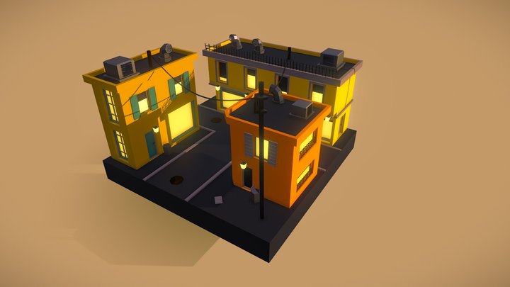 Low Poly City 3D Model