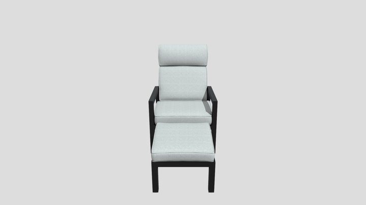 Belfort reclining armchair incl. footstool Black 3D Model