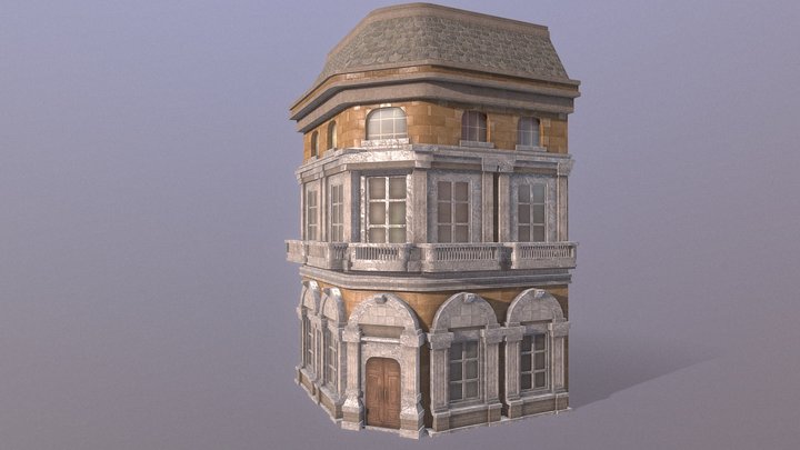 Urban Victorian Building Corner 3D Model