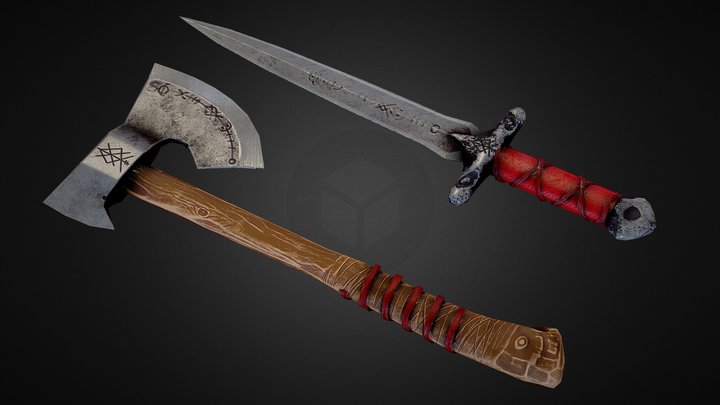 Viking Weapon Set: Runic 3D Model
