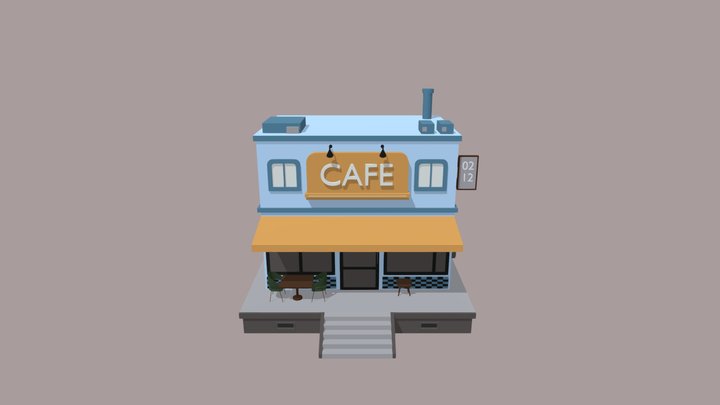 Low Poly Cafe 3D Model