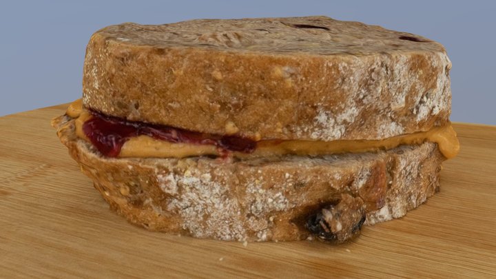 PB&J on Artisan Craisin Walnut Bread 3D Model