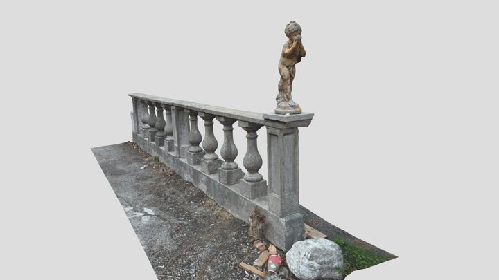 3D scan of CONCRETE RAILING AND ANGEL STATUE 3D Model