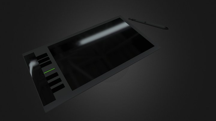 Tablet and pen 3D Model