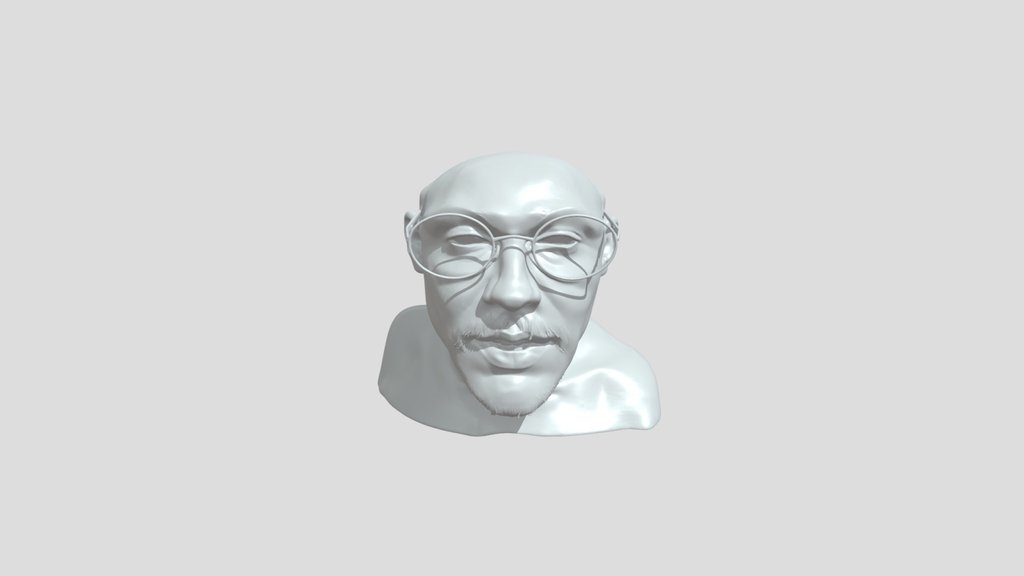 floating human head of man with vivid detailed