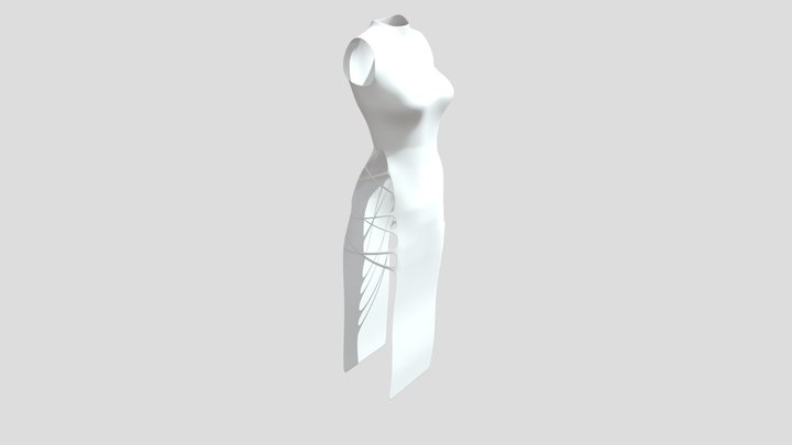 Long dress with splitted sides 3D Model