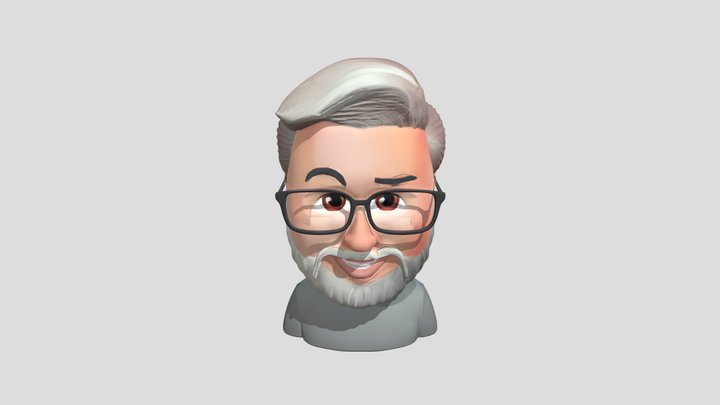 Cartoon-style male avatar with gray hair 3D Model