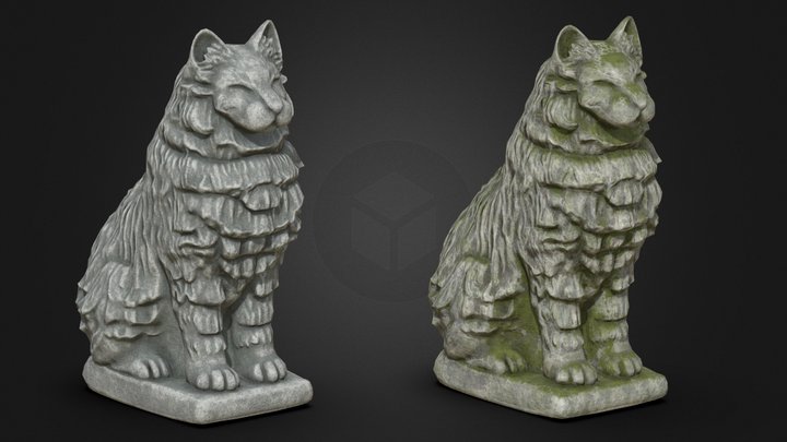 Furred cat stone statues – Free 3D Model STL