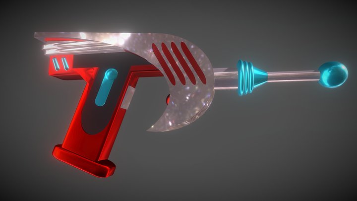 Low-Poly Retro-style sci-fi space gun3 3D Model