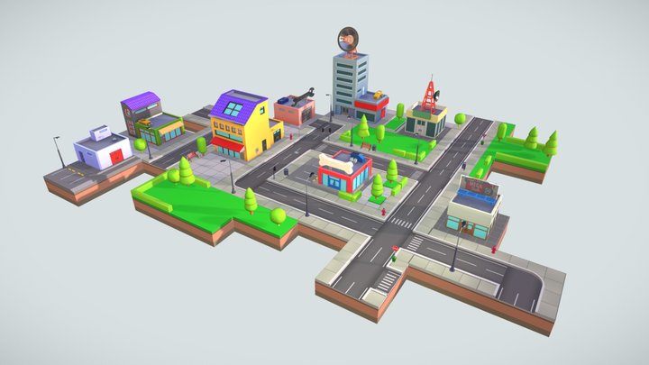 City Toon 3D -Low Poly- Pack 3D Model