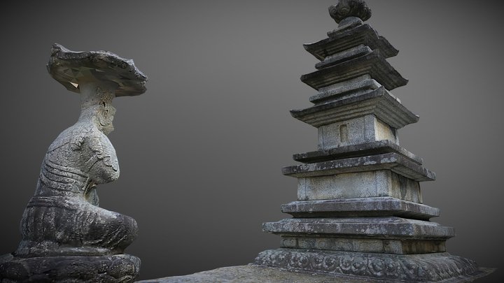 Three-story Stone Pagoda at Sinboksa Temple Site 3D Model