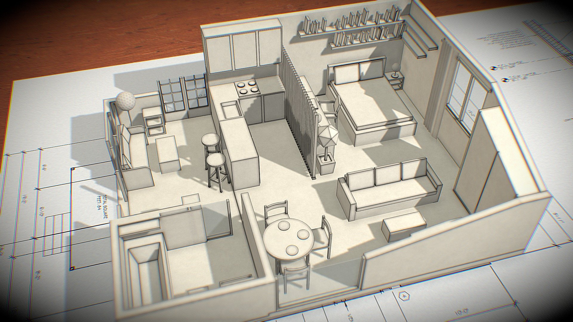 Interior scale model - Maquette - 3D model by IVΛ (@IvaChkhenkeli ...
