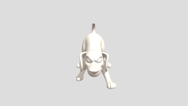 Angry cartoon dog in attack stance 3D Model