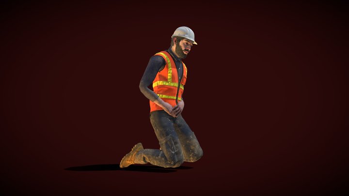 Animated Kicked Groin Construction Worker – Modelo 3D gratuito STL