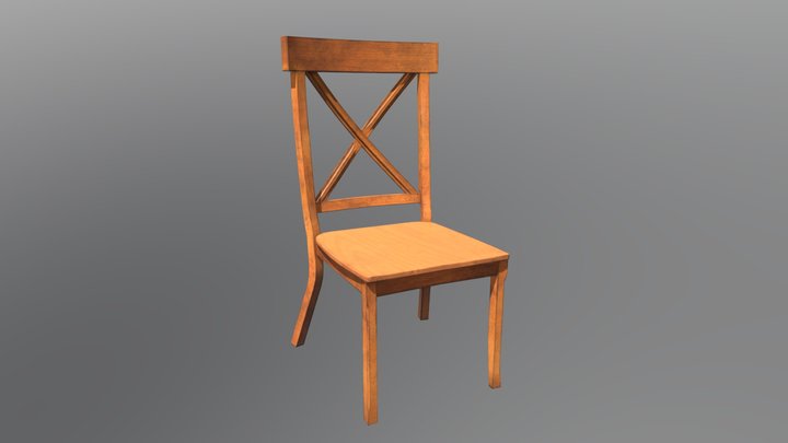 Farmhouse Wooden Chair 3D Model