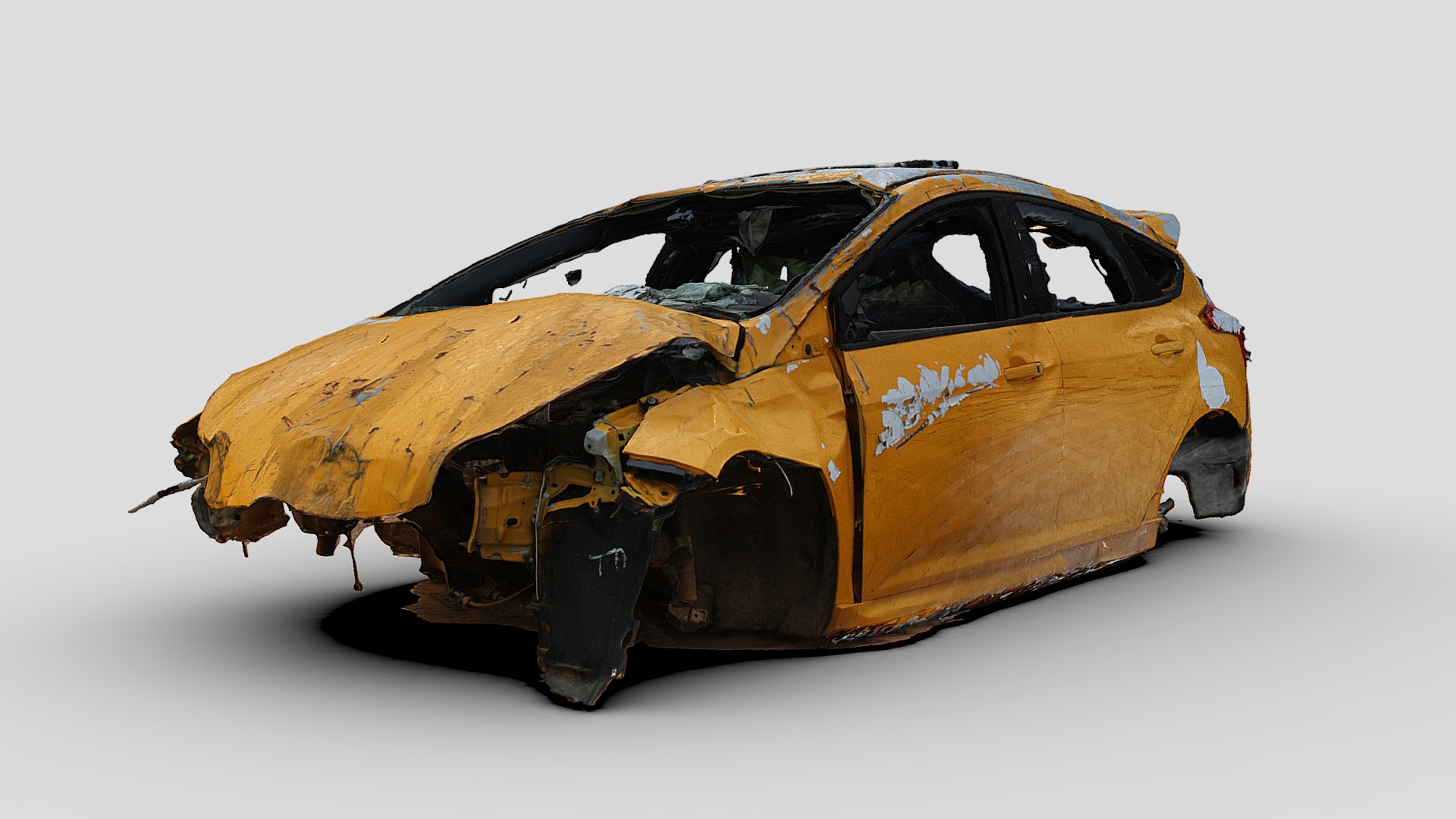 3D model Rolled Junkyard Car (Raw Scan) - This is a 3D model of the Rolled Junkyard Car (Raw Scan). The 3D model is about a toy car on a white background.
