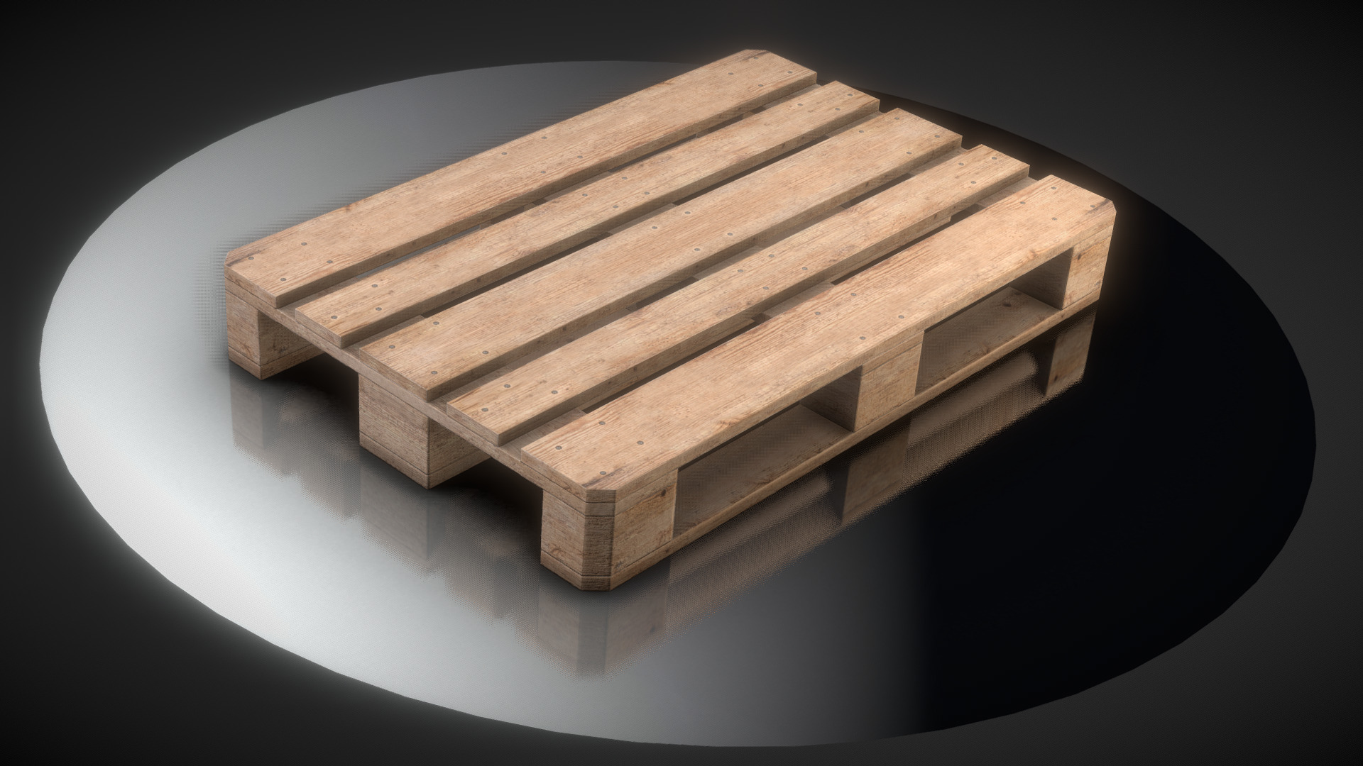 3D model EUR Wood Pallet / Low-Poly Version - This is a 3D model of the EUR Wood Pallet / Low-Poly Version. The 3D model is about a wooden box on a white background.