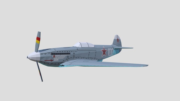 Yakovlev Yak-3 Pixel Low Poly 3D Model