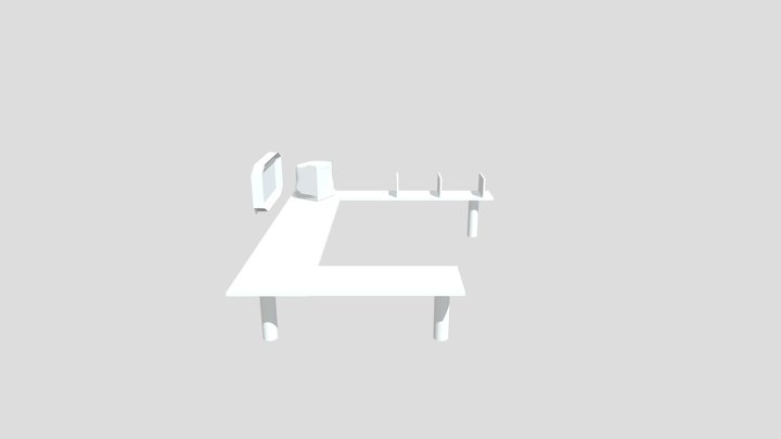Table + bookeshelf 3D Model
