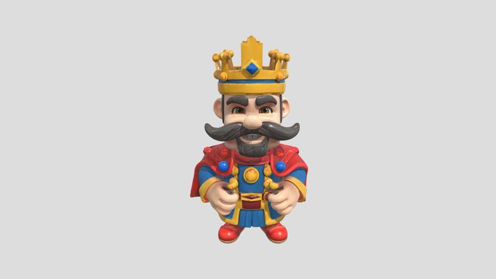 Cartoon King Created by Meshy Ai 3D Model