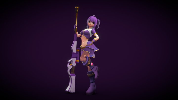 Violet, the cybersniper - Stylized Character 3D Model