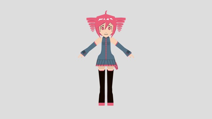 Low-poly Kasane Teto 3D Model