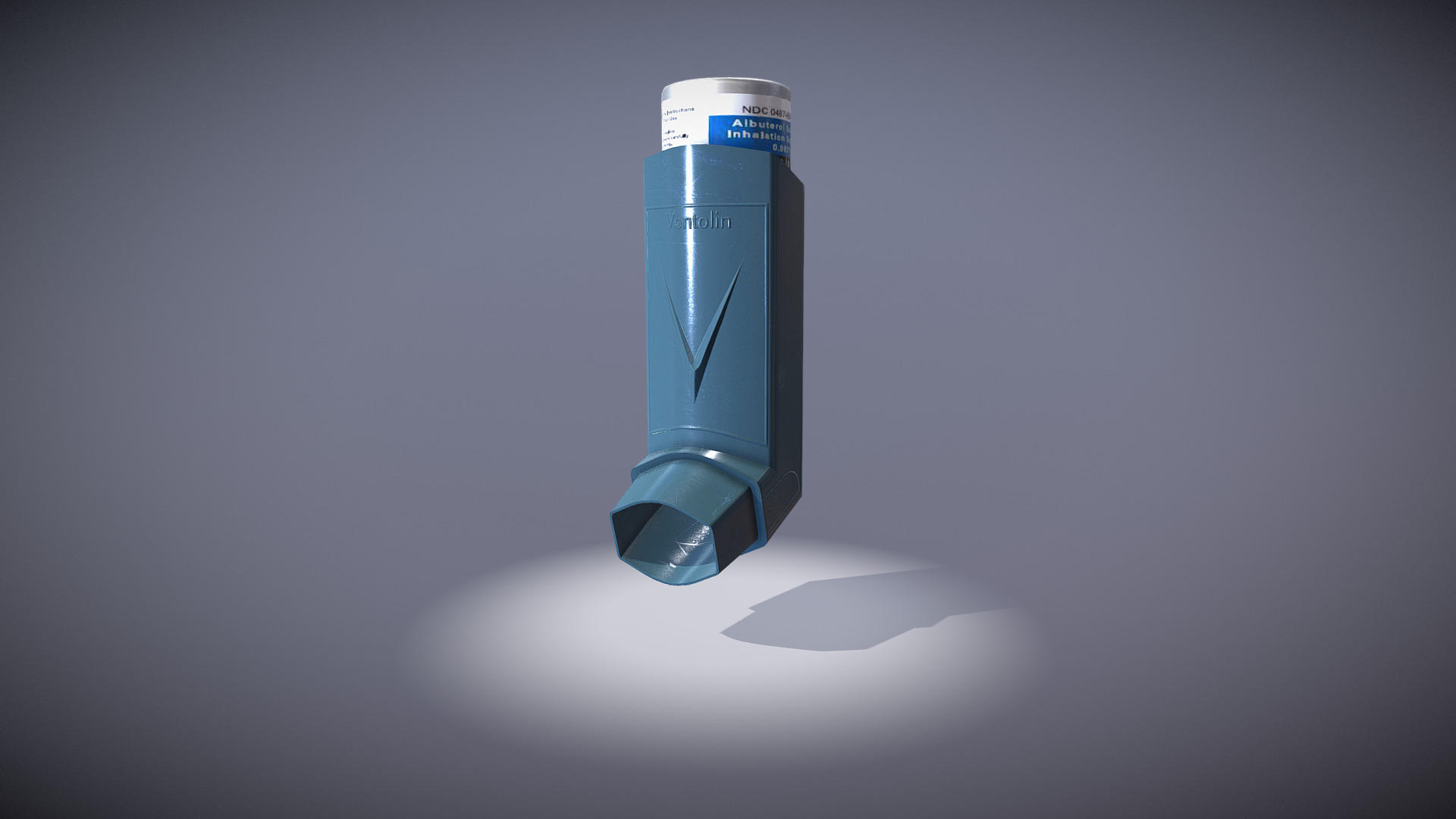 3D model SALE Inhalor - This is a 3D model of the SALE Inhalor. The 3D model is about a blue and white cylindrical object.