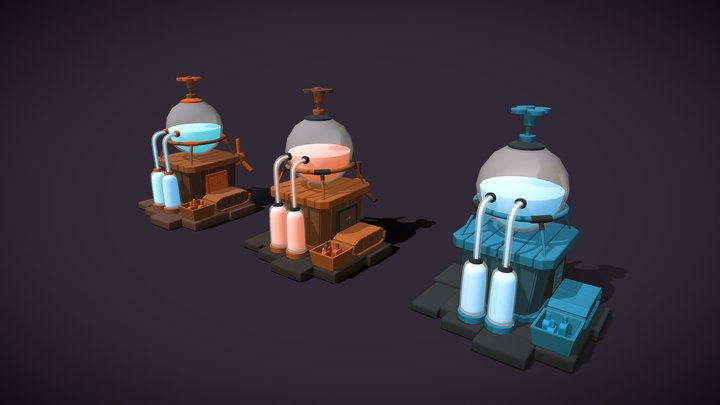 Colored draft factory building 3D Model
