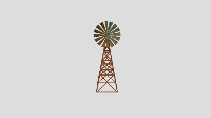 Low Poly Windmill 3D Model