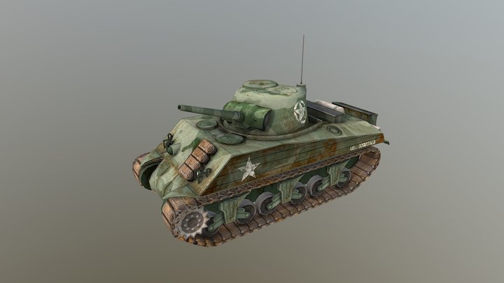 Iwo Jima M4 Sherman Tank 3D Model