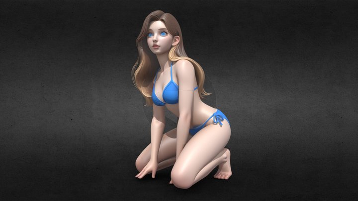 Blue bikini girl 3D Model
