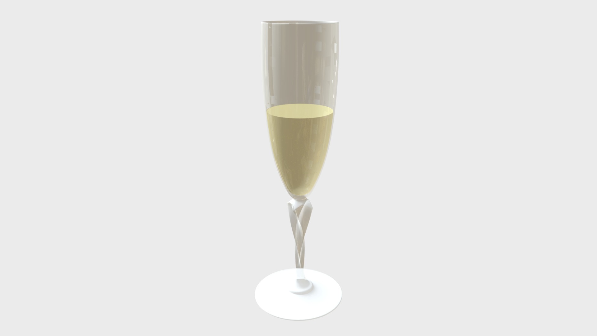 3D model Champagne in flute glass - This is a 3D model of the Champagne in flute glass. The 3D model is about a glass of champagne.