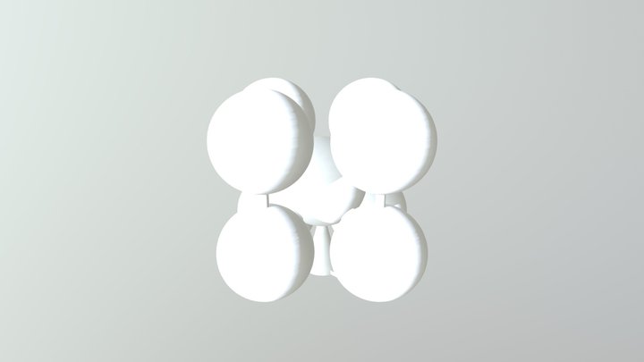 Body Centered Cubic Unit Cell Full Atoms 3D Model