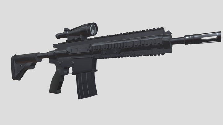 HK417 Rifle Assault 3D Model