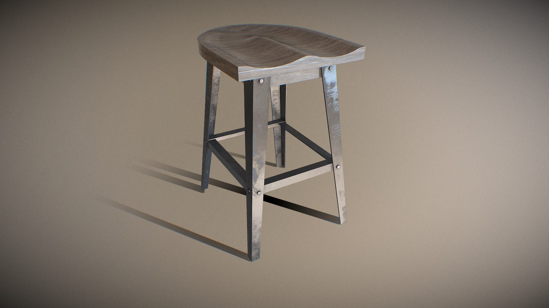 3D model Bar Chair 02 - This is a 3D model of the Bar Chair 02. The 3D model is about a wooden chair on a white background.