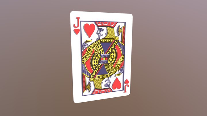 Jack of Hearts Playing Card 3D Model