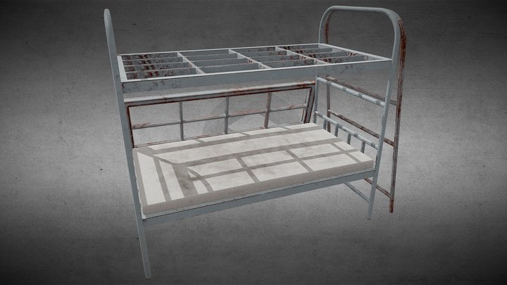 Metal Bunk Bed Frame w. Flat Bed 3D Model
