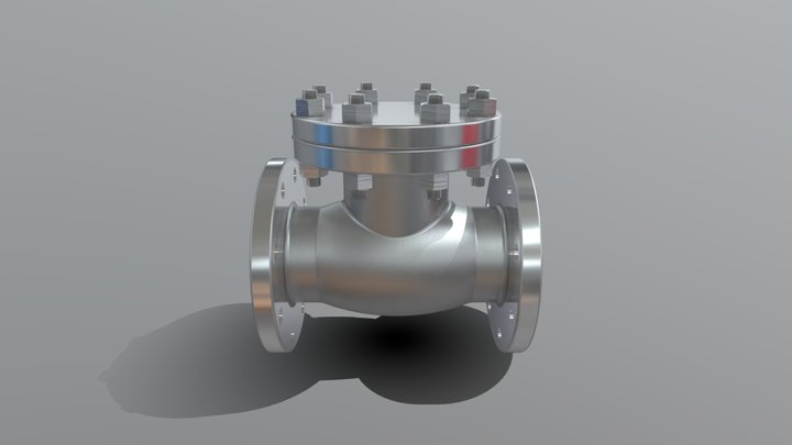 1 Flanged Check Valve With Marking 3D Model