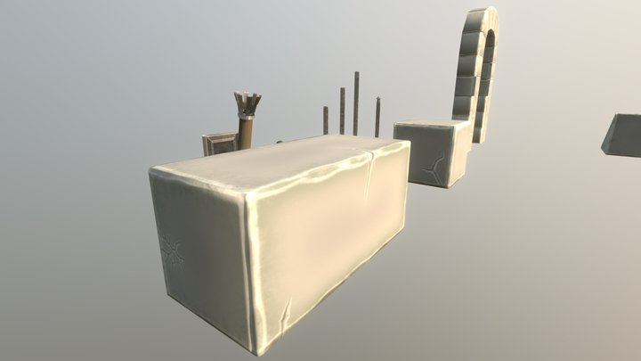 3D Stylized Castle Parts 3D Model