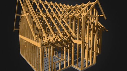 Hagyományos faszerkezetű épület 3D Model