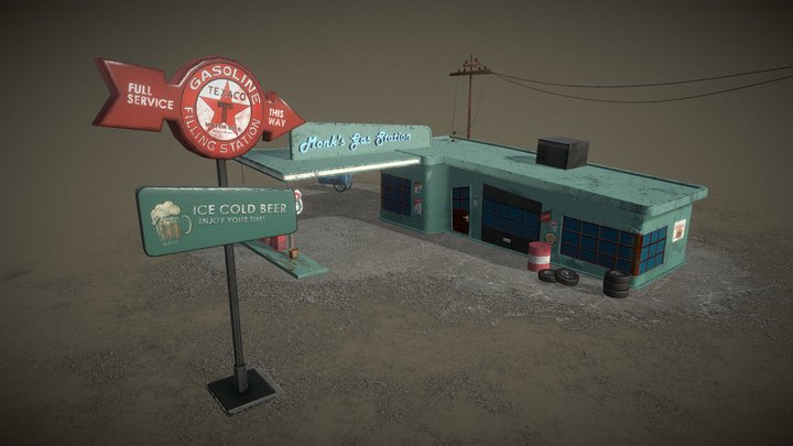 Monk's Gas Station after the zombies left 3D Model
