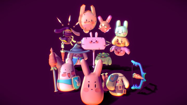 Splash Art Bunny Island 3D Model