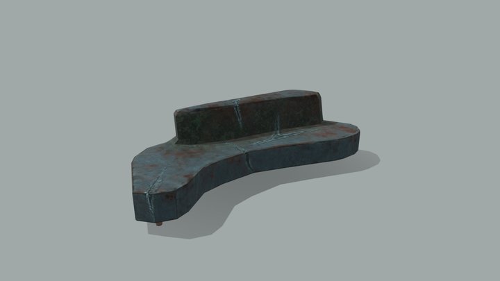 Damaged Mid Century Modern Couch 3D Model