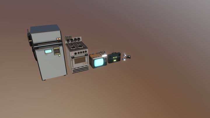 USSR CyberPunk lowpoly electronic furniture 3D Model