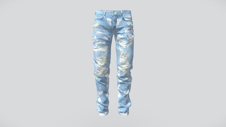 Less Jeans Neon Green Embroidered 3D Model